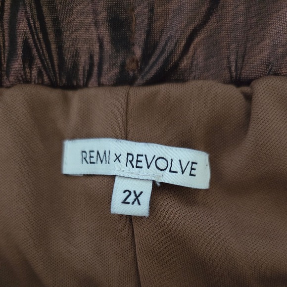 REMI x REVOLVE Metallic Bronze Wide Leg Pants Size 2X Festive Holiday New Year - Picture 4 of 6